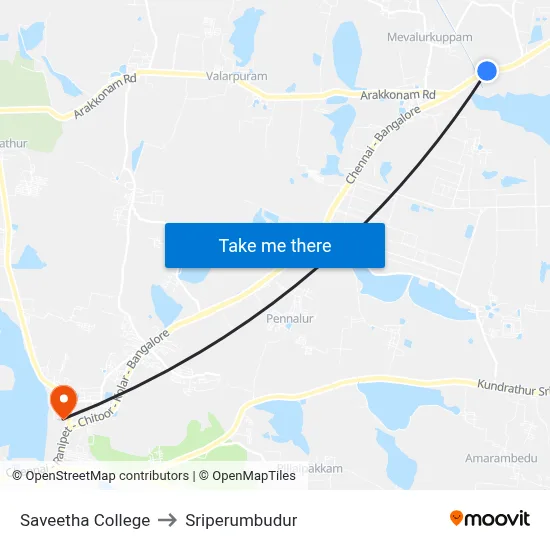 Saveetha College to Sriperumbudur map
