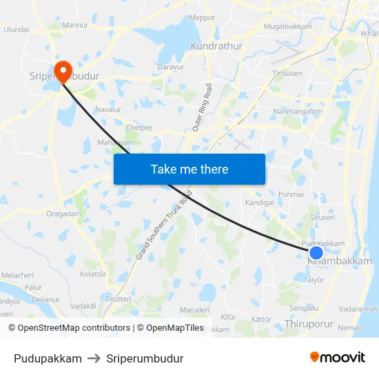 Pudupakkam to Sriperumbudur map