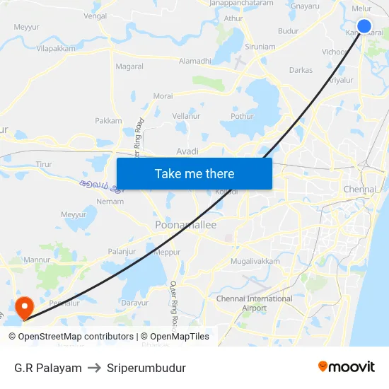 G.R Palayam to Sriperumbudur map