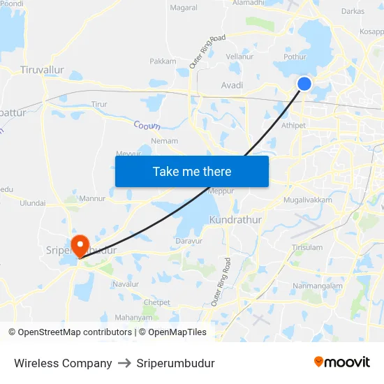 Wireless Company to Sriperumbudur map