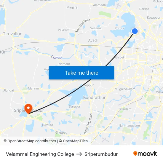 Velammal Engineering College to Sriperumbudur map