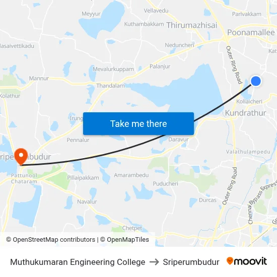 Muthukumaran Engineering College to Sriperumbudur map