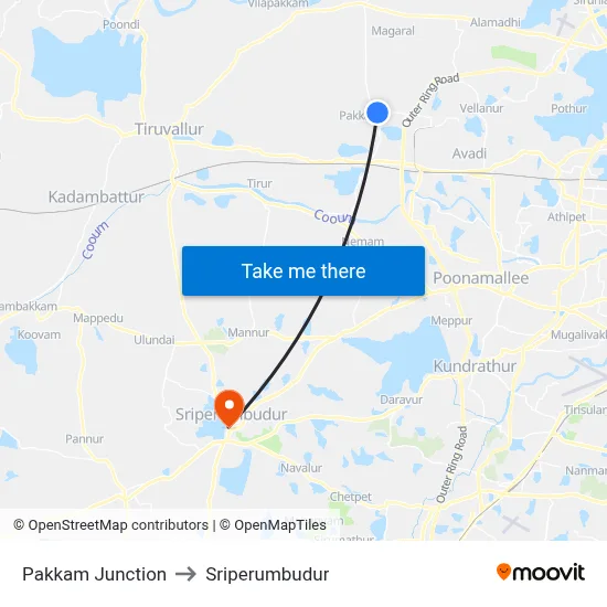 Pakkam Junction to Sriperumbudur map
