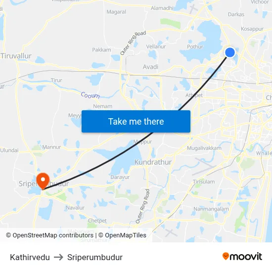 Kathirvedu to Sriperumbudur map