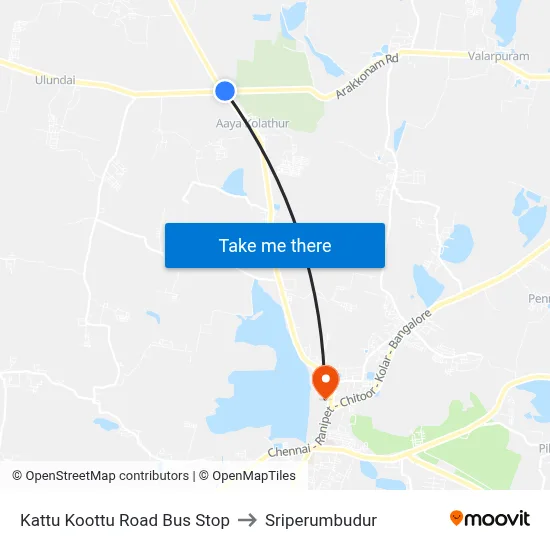 Kattu Koottu Road Bus Stop to Sriperumbudur map