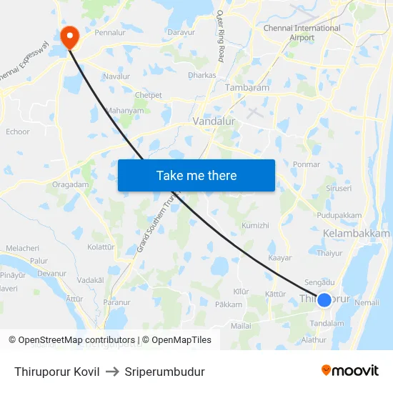 Thiruporur Kovil to Sriperumbudur map