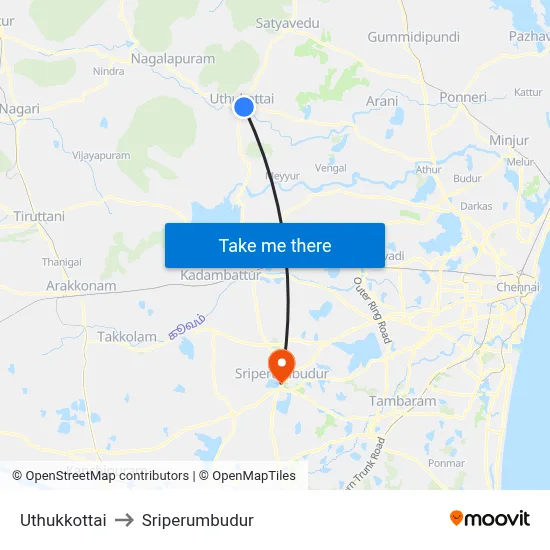 Uthukkottai to Sriperumbudur map