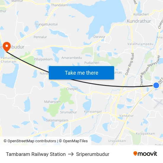 Tambaram Railway Station to Sriperumbudur map