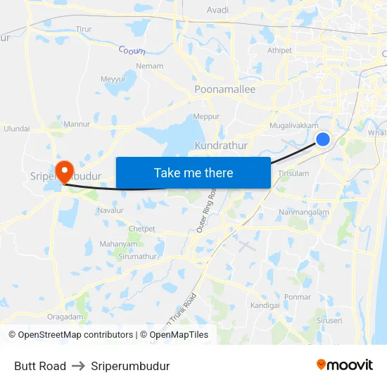 Butt Road to Sriperumbudur map
