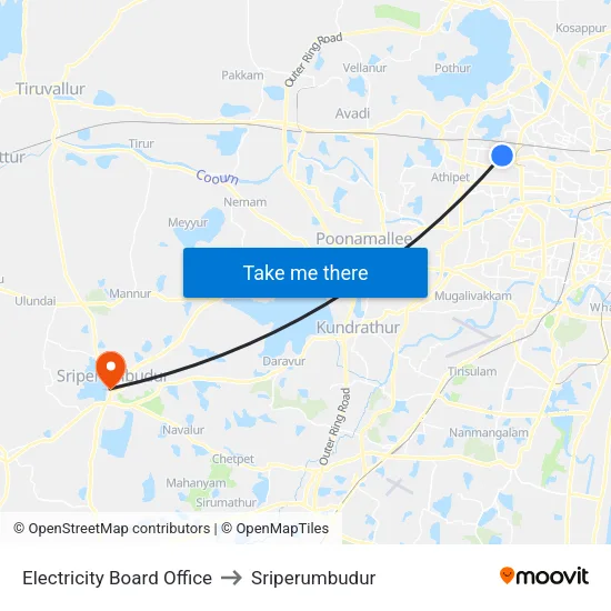 Electricity Board Office to Sriperumbudur map