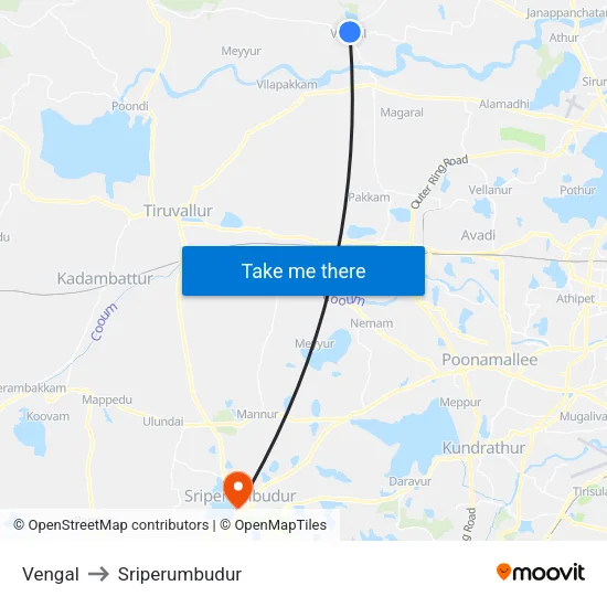 Vengal to Sriperumbudur map