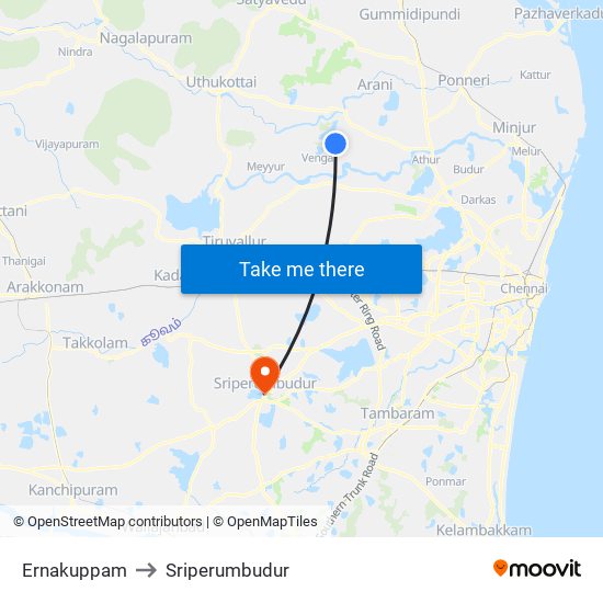 Ernakuppam to Sriperumbudur map