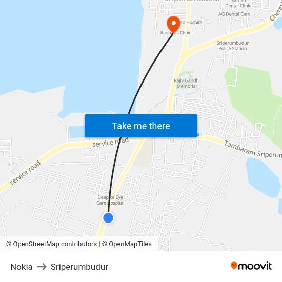 Nokia to Sriperumbudur map