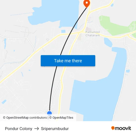 Pondur Colony to Sriperumbudur map