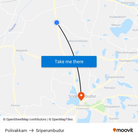 Polivakkam to Sriperumbudur map