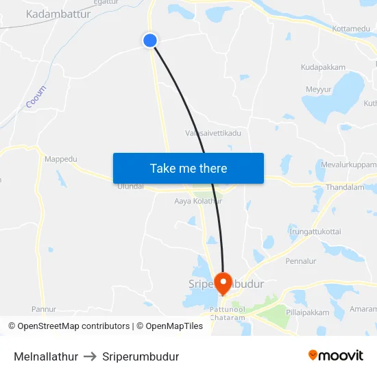 Melnallathur to Sriperumbudur map