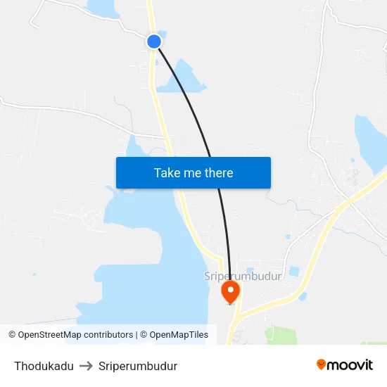 Thodukadu to Sriperumbudur map