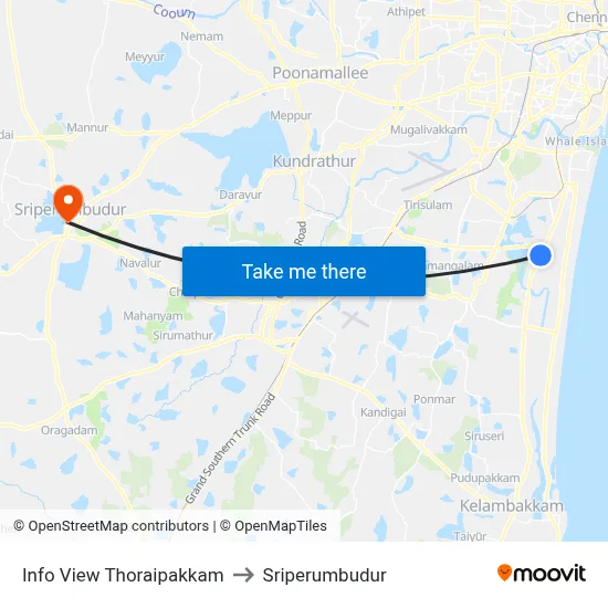 Info View Thoraipakkam to Sriperumbudur map
