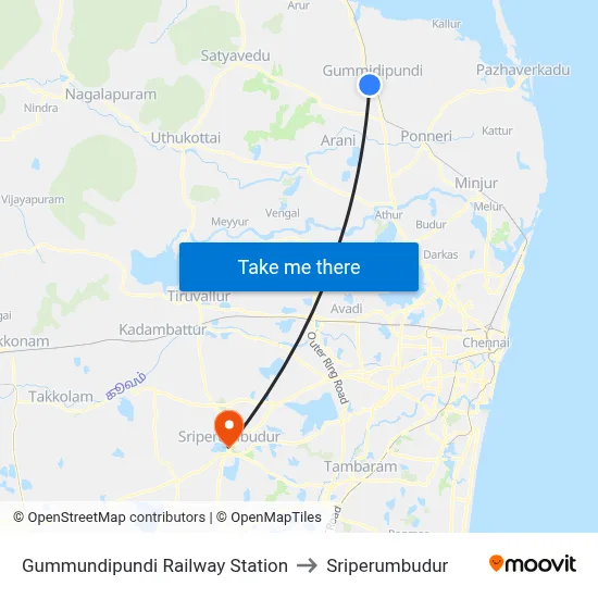 Gummundipundi Railway Station to Sriperumbudur map