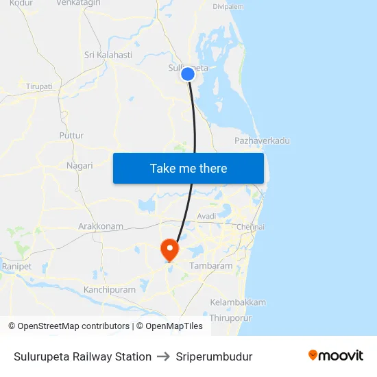 Sulurupeta Railway Station to Sriperumbudur map