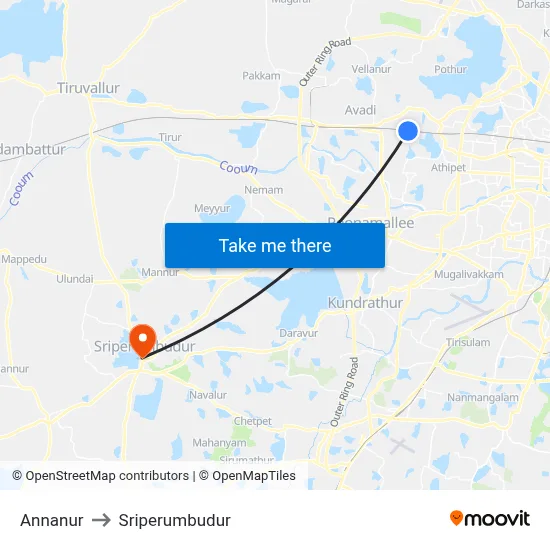 Annanur to Sriperumbudur map