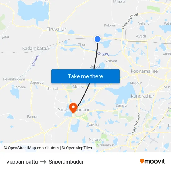 Veppampattu to Sriperumbudur map