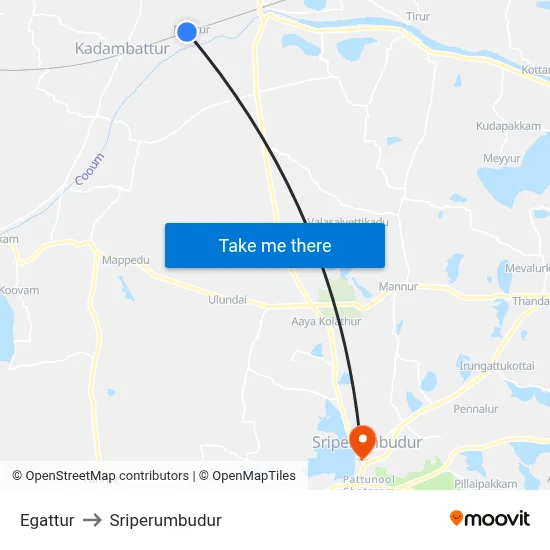 Egattur to Sriperumbudur map