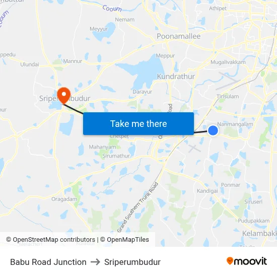 Babu Road Junction to Sriperumbudur map