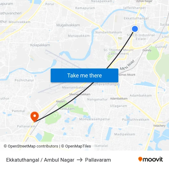 Ekkatuthangal / Ambul Nagar to Pallavaram map