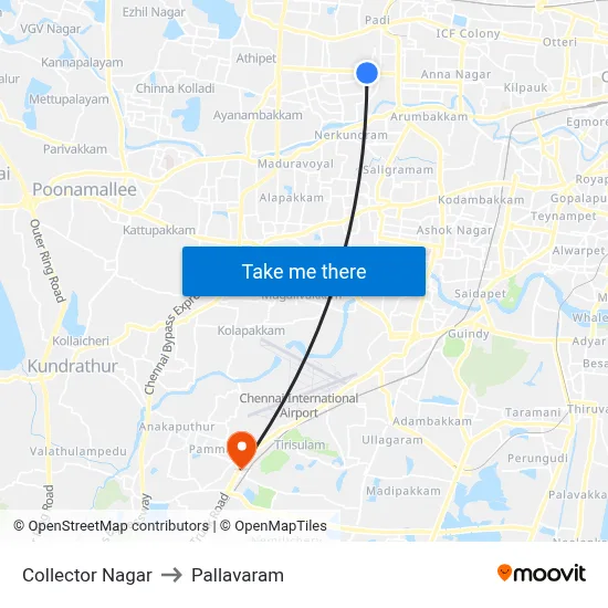 Collector Nagar to Pallavaram map