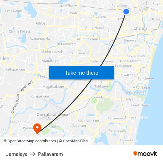 Jamalaya to Pallavaram map