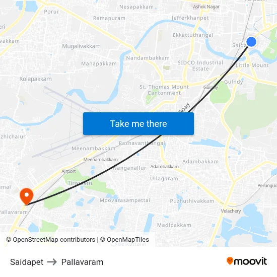 Saidapet to Pallavaram map