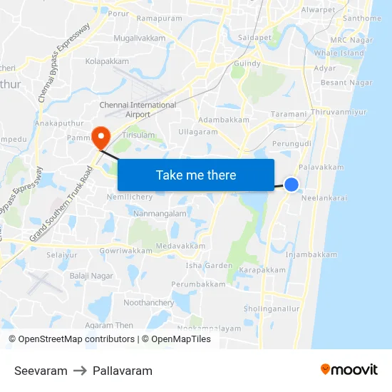 Seevaram to Pallavaram map