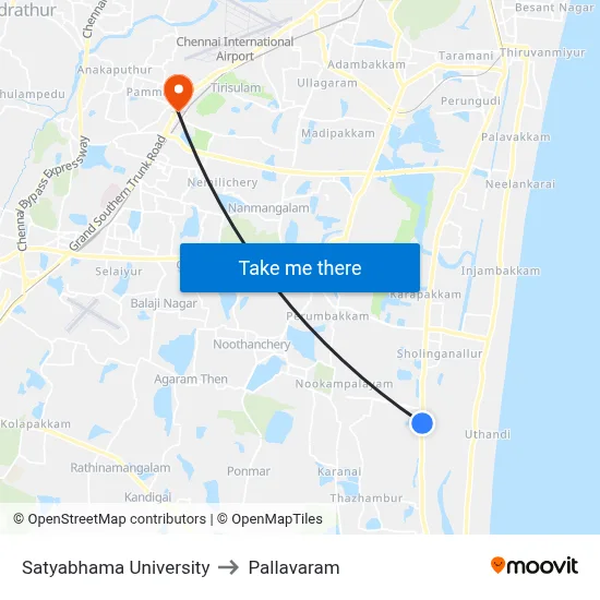 Satyabhama University to Pallavaram map