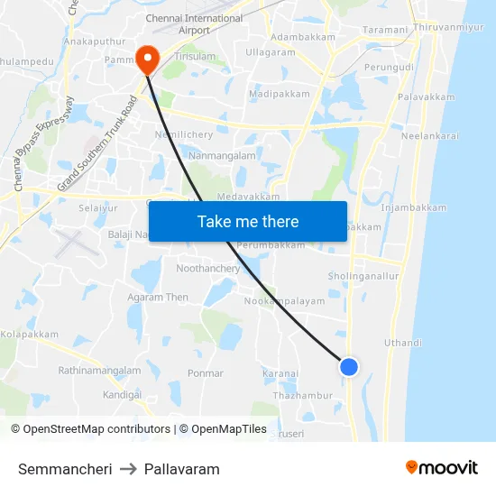 Semmancheri to Pallavaram map