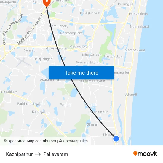 Kazhipathur to Pallavaram map