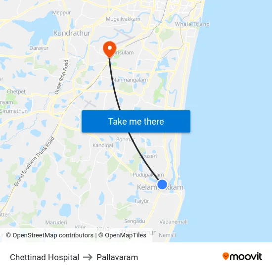 Chettinad Hospital to Pallavaram map