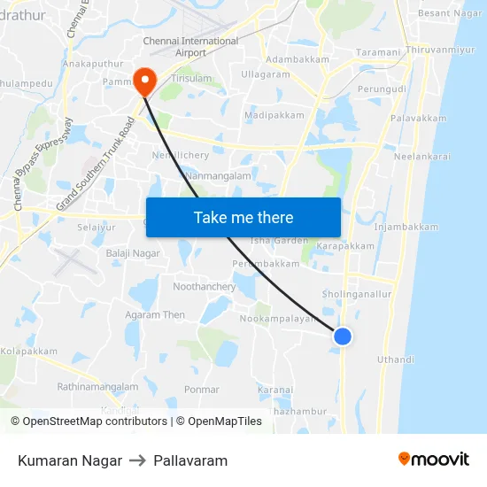 Kumaran Nagar to Pallavaram map