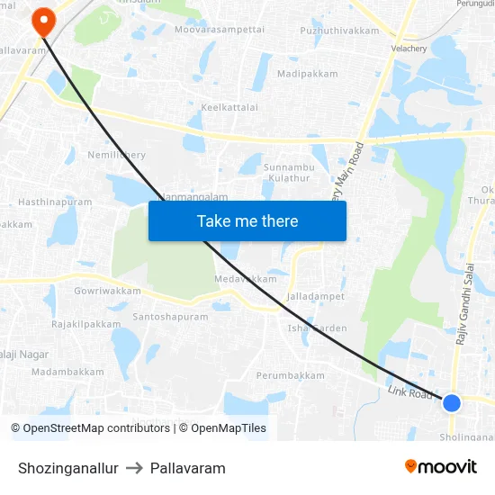Shozinganallur to Pallavaram map