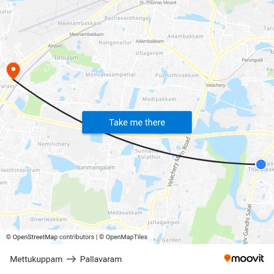 Mettukuppam to Pallavaram map