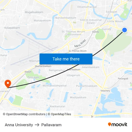 Anna University to Pallavaram map