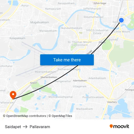 Saidapet to Pallavaram map