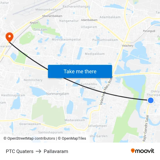 PTC Quaters to Pallavaram map