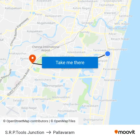 S.R.P.Tools Junction to Pallavaram map