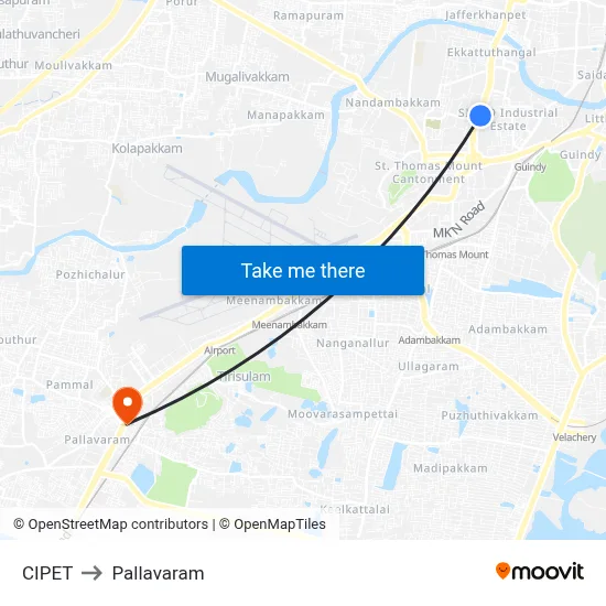 CIPET to Pallavaram map