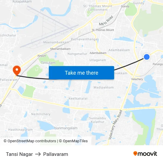 Tansi Nagar to Pallavaram map