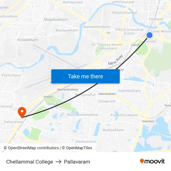 Chellammal College to Pallavaram map