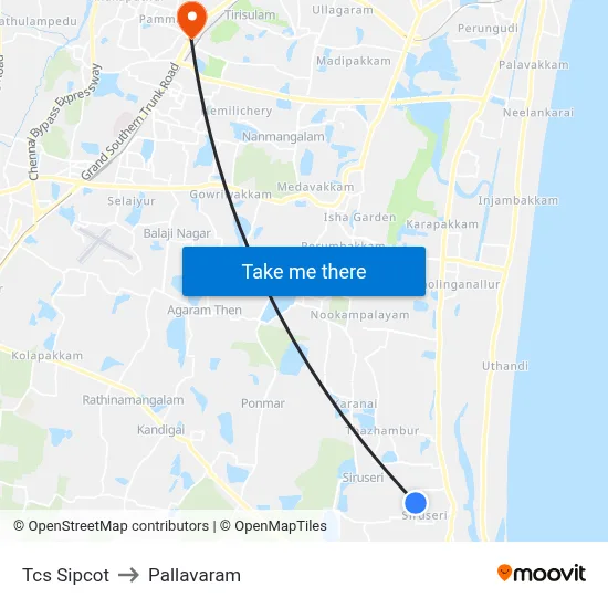 Tcs Sipcot to Pallavaram map