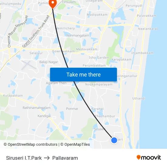 Siruseri I.T.Park to Pallavaram map