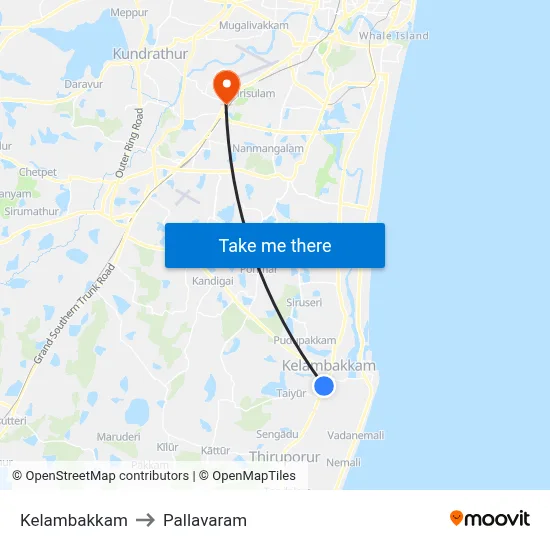 Kelambakkam to Pallavaram map